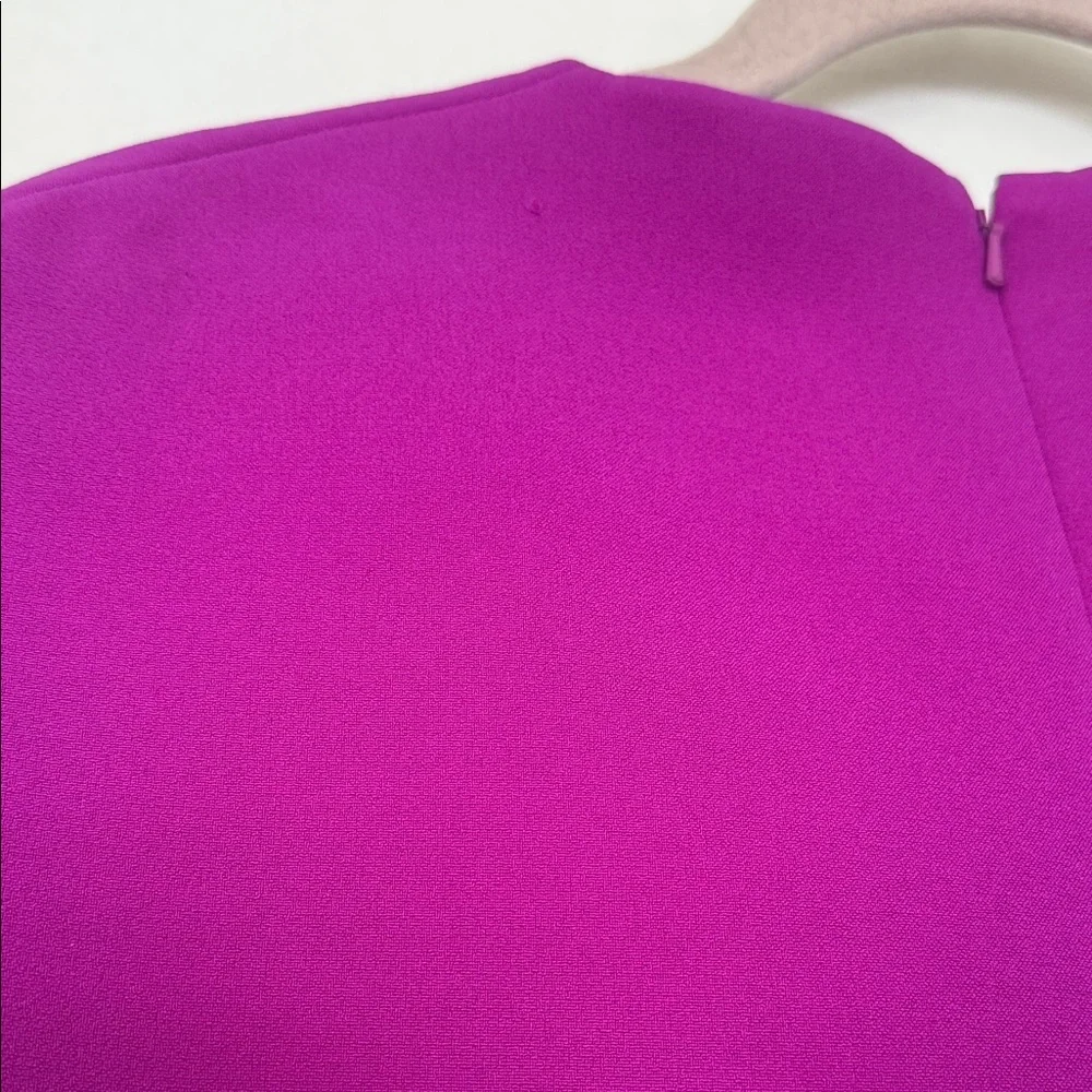 Safiyya Structured Cape-Detail Midi Dress in Fuchsia with Wide Belt - Picture 9 of 9